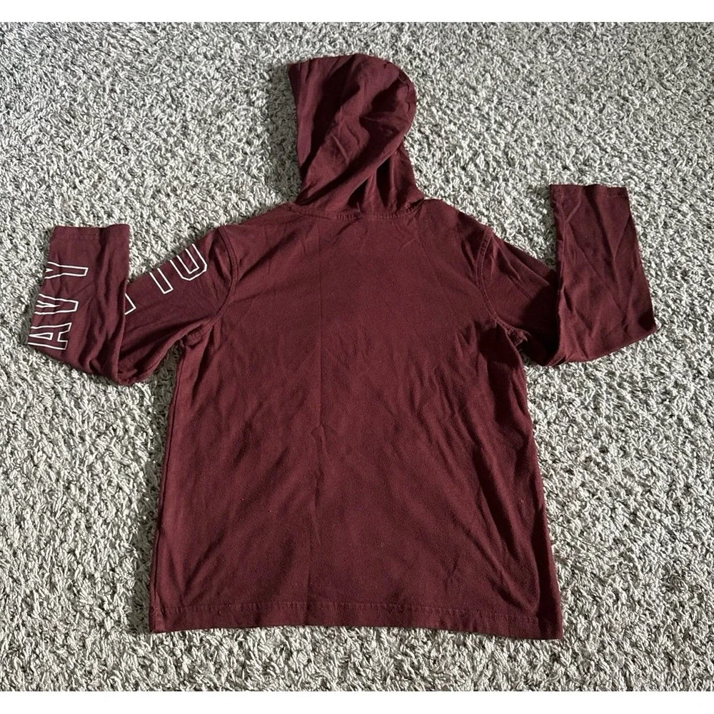 Old Navy Boys Maroon Long Sleeve Tee Hoodie Size Medium